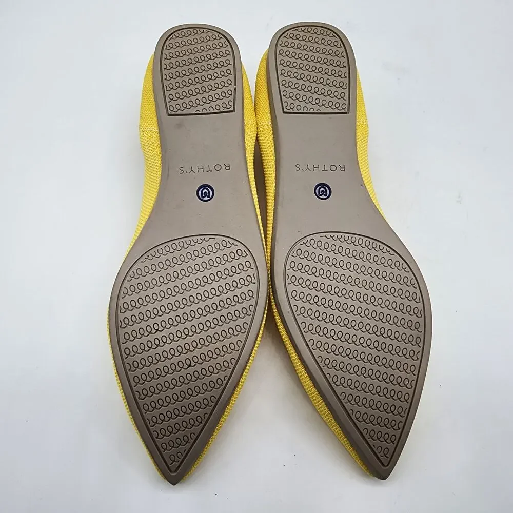 Rothy's‎ Point Toe Flats in Sunshine Yellow Women's 8.5 Recycled Washable